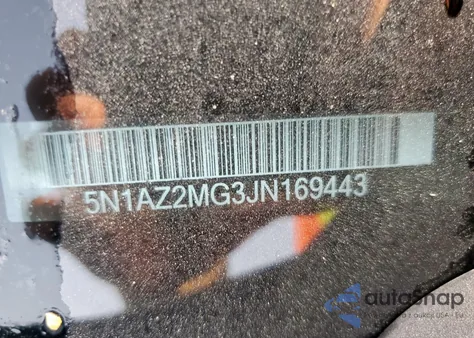 2018 Nissan Murano S z USA, uszkodzony, nr VIN 5N1AZ2MG3JN169443